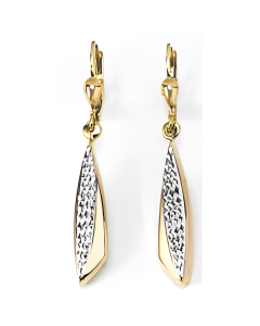 10K Two Tone Drop Down Earrings