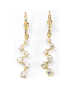 10K Yellow Gold C.Z Snow Fall Drop Down Earrings