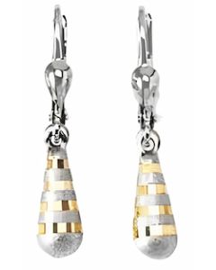 10K Two Tone Decorative Tear Drop Down Earrings