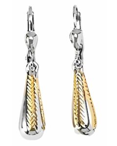 10K Two Tone Festive Tear Drop Down Earrings