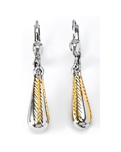 10K Two Tone Festive Tear Drop Down Earrings