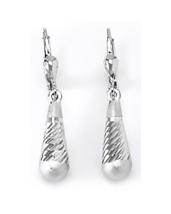 10K White Gold Tear Drop Down Earrings