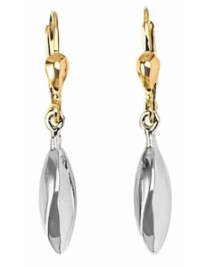 10K Two Tone Mini Twist Drop Down Earrings
