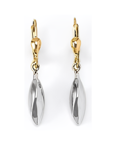 10K Two Tone Mini Twist Drop Down Earrings