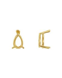 Pear V End with Peg D/Gallery 14K Gold 3-Claw