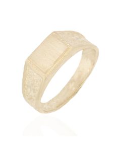 Children's Rectangle Ring with Textured Diamond Cut Shoulders