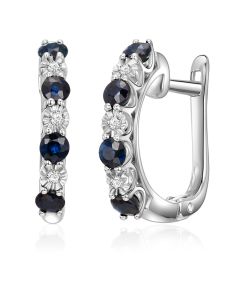 10K White Gold Diamonds & Sapphire Clip Back Earrings