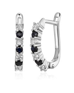 14K White Gold Diamonds & Sapphire Clip Back Earrings