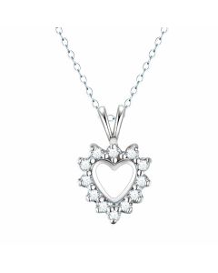 14K White Gold Mini Royal Diamond Heart Pendant