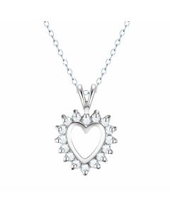 14K White Gold Royal Diamond Heart Pendant