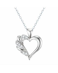 14K White Gold Diamond Accented Heart Pendant