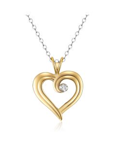 14K Yellow Gold Simple Diamond Heart Pendant
