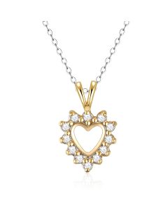 14K Yellow Gold Mini Royal Diamond Heart Pendant