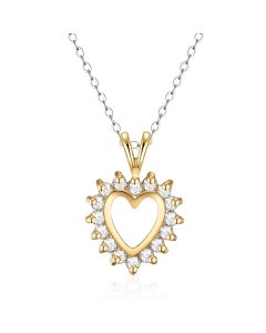 14K Yellow Gold Royal Diamond Heart Pendant
