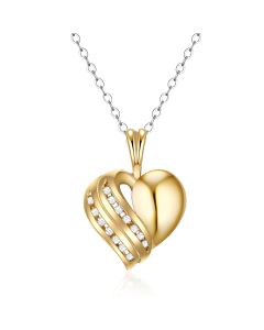 14K Yellow Gold Diamond Wrapped Heart Pendant