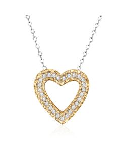 14K Yellow Gold Floating Bedazzled Diamond Heart Pendant