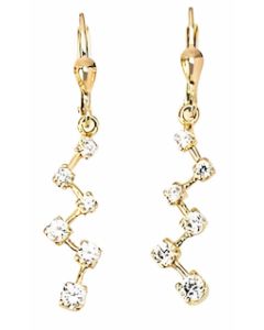 10K Yellow Gold C.Z Snow Fall Drop Down Earrings