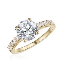 10K Yellow Gold Solitaire CZ Ring 