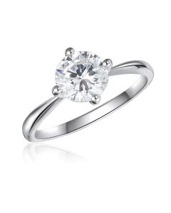 Solitaire 10K White Gold CZ Ring