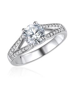 10K White Gold Solitaire Ring