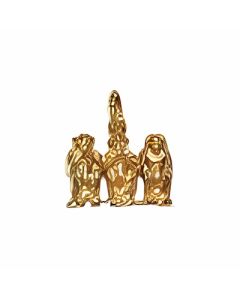 10K Yellow Gold See 3D See No Evil Speak No Evil Hear No Evil Pendant