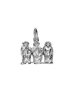 Silver 3D See No Evil Speak No Evil Hear No Evil Pendant