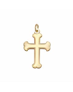 10K Yellow Gold Plain Bottony Cross Charm