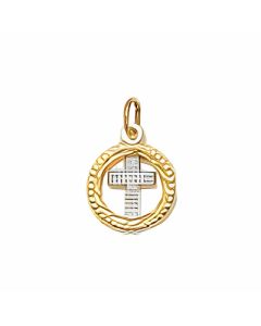 10K Two Tone Sun Cross Charm