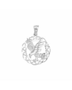Silver Eagle in a Circle Pendant