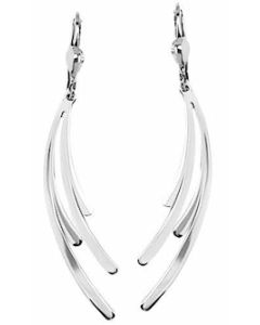 Silver Double Concave Drop Down Earrings