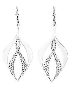 10K Two Tone Elegant Glam Drop Down Earrings