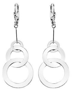 Silver Circles on Circles Drop Down Earrings