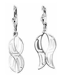Silver Greek Key Pattern Eternity Drop Down Earrings