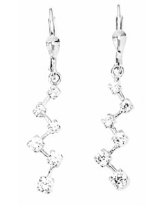 Silver C.Z Snow Fall Drop Down Earrings