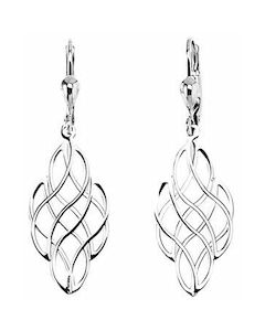 Silver Decorative Cross Drop Down Earrings