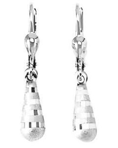 Silver Decorative Tear Drop Down Earrings
