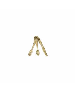 10K Yellow Gold 3D Fork, Spoon & Knife Charm