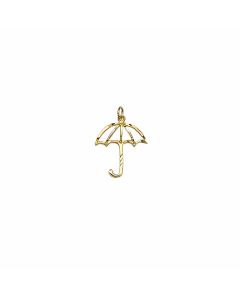 10K Yellow Gold 3D Open Umbrella Pendant