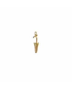 10K Yellow Gold 3D Closed Umbrella Pendant
