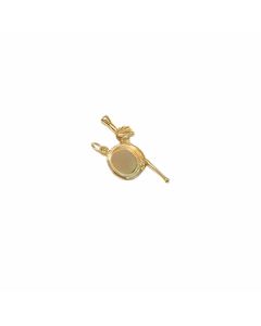 10K Yellow Gold 3D Top Hat & Cane Charm