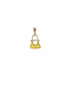 10K Yellow Gold 3D Yellow Enamel Mini Purse Pendant