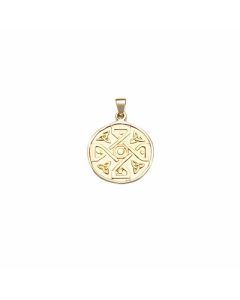 10K Yellow Gold 4 Trinity in Circle Pendant