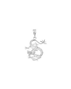 Silver Big Dancing Dragon Pendant