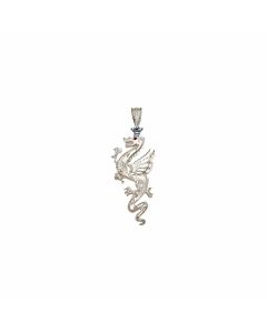 Silver Red Eyed Crown Dragon Pendant