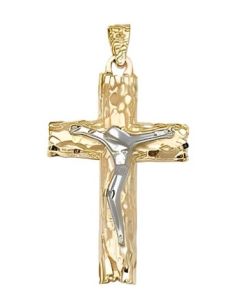 10K Two Tone Large Crucifix Pendant