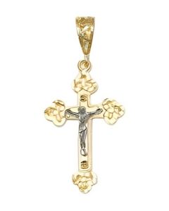 10K Two Tone Large Crucifix Pendant
