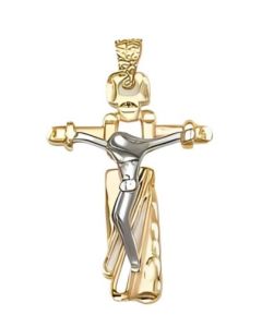 10K Two Tone Crucifix Pendant