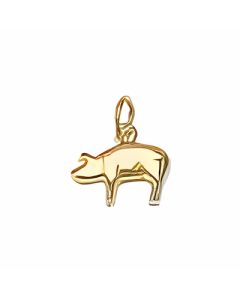 10K Yellow Gold 3D Tiny Pig Charm