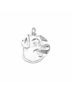 Silver Pig Face Pendant