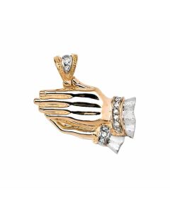 10K Two Tone Large Praying Hands Pendant